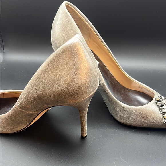 Badgley Mischka Silver Crystal Embellished Heels - Picture 6 of 8